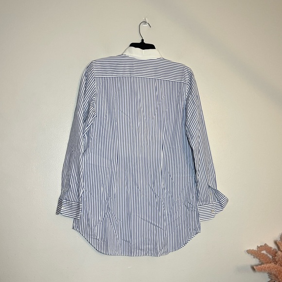 Ralph Lauren LRL Blue & White Pinstripe Bib Button Front Long Sleeve Shirt M - Picture 5 of 5